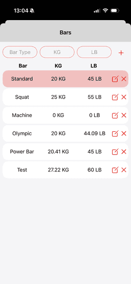 Barbell selection