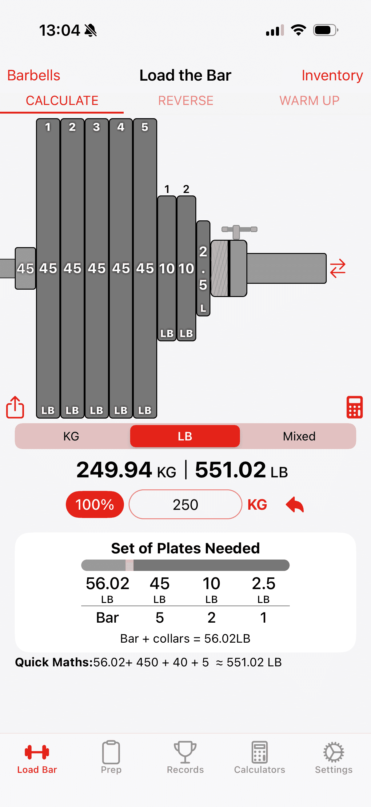 Load the Bar calculator in pounds in the Bar Is Loaded app