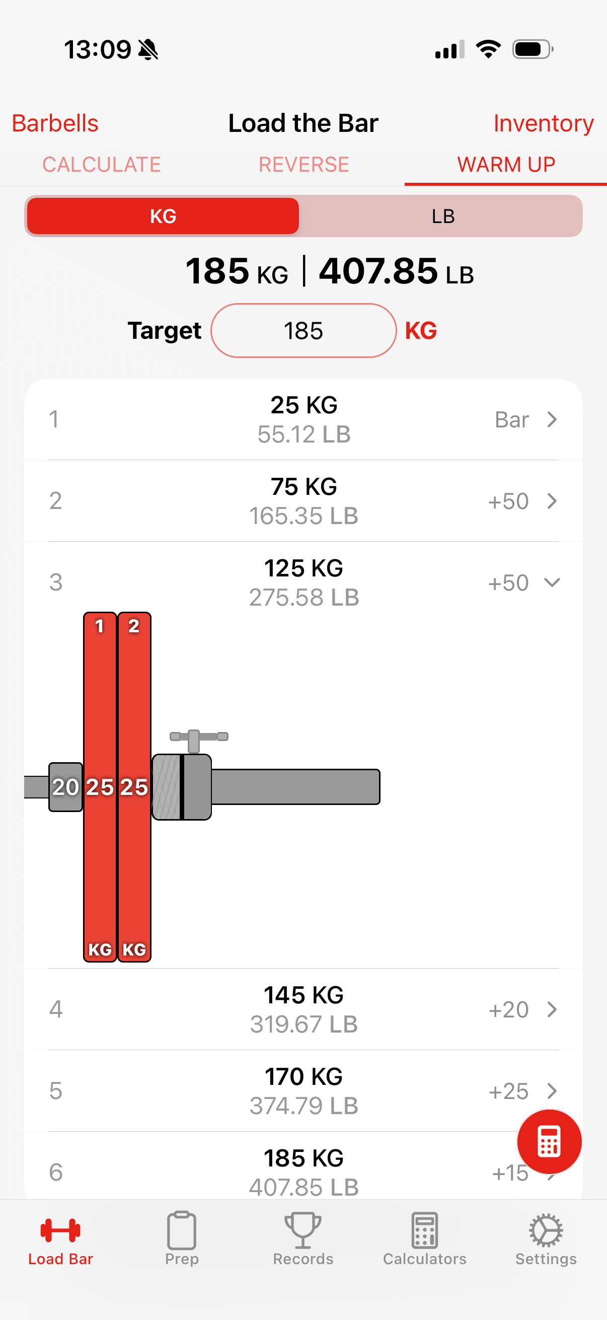 Warm-up set calculator